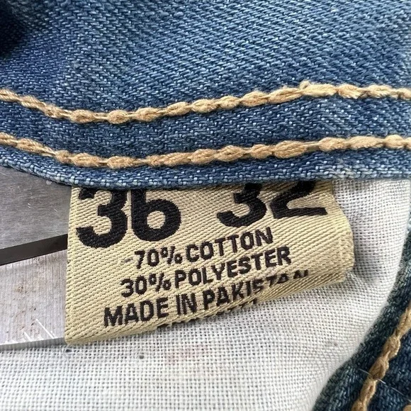 Vintage Joan‎ Craig Distressed Washed Blue Jeans Size 36x32 Embroidered Logo - Picture 3 of 12